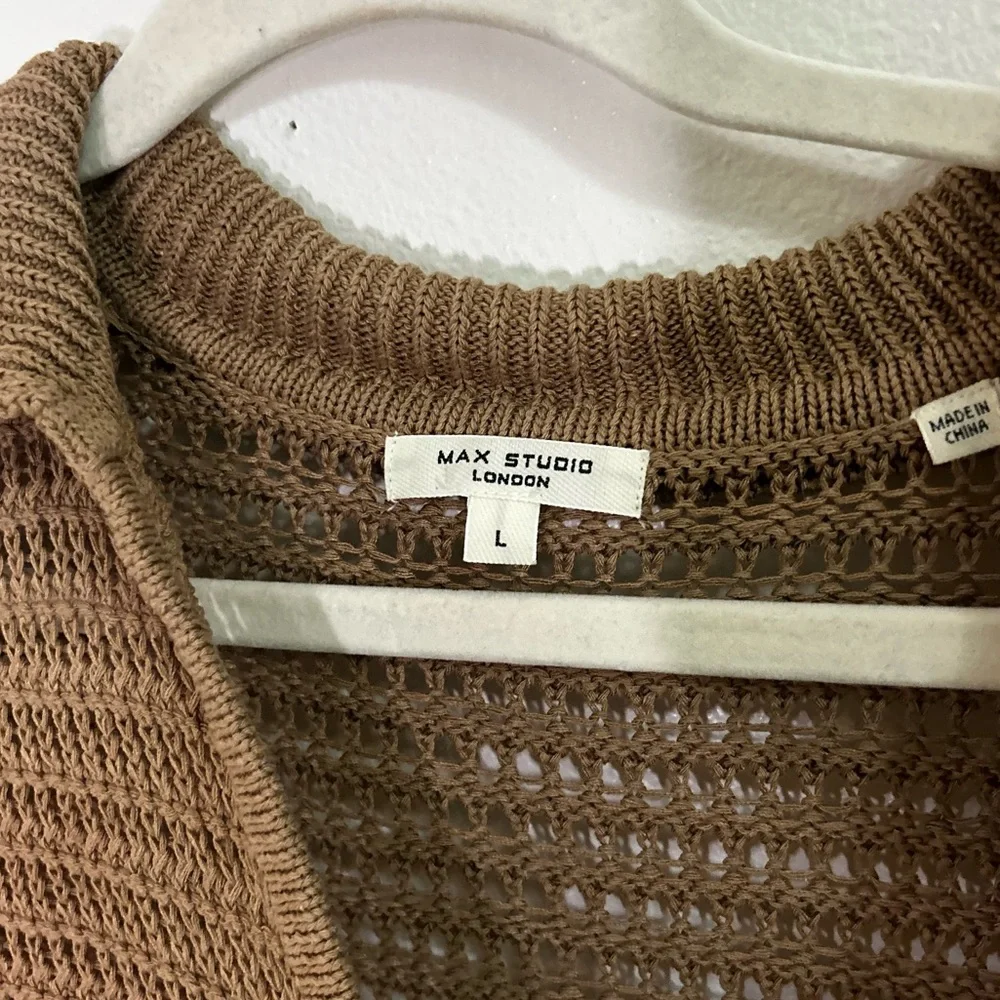 Max Studio loose knit crochet collared top - Picture 4 of 6